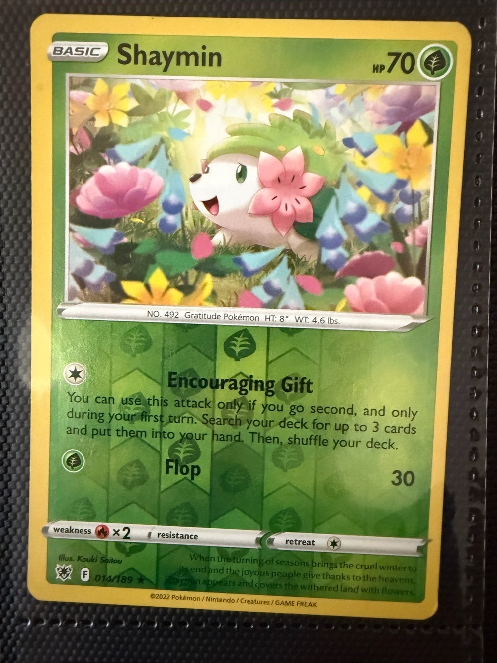 Shaymin 014/189 Reverse Holo Pokémon Card Astral Radiance 2022